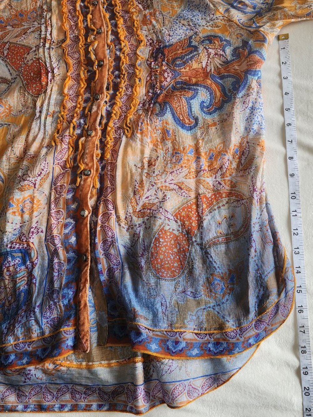 Soft Surroundings Paisley Ruffle Velvet Trim Tunic XL - Picture 12 of 13